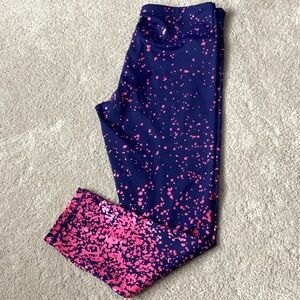 120 zyia light & tight size 12 leggings pink navy speckle splatter